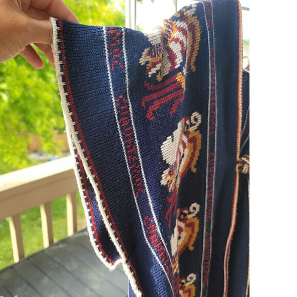 Cuauhtemoc Aztec Emperor Fringe Navy Cardigan Poncho Sweater One Size Fits Most - Picture 4 of 8